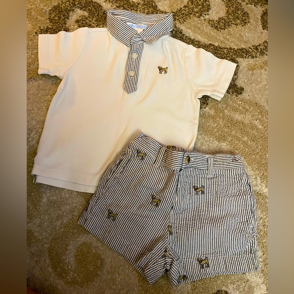 Janie and Jack Cream and Blue Kids Matching Set